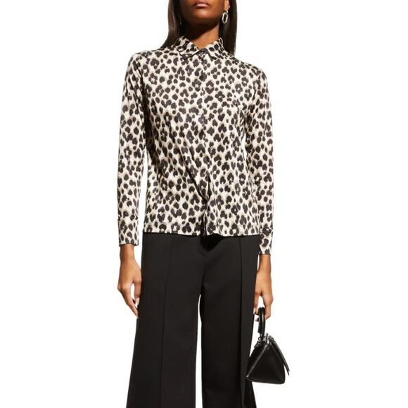 Anatomie Danica Printed Jersey Shirt In Abstract Cheetah Size XS Black Tan - Picture 12 of 12